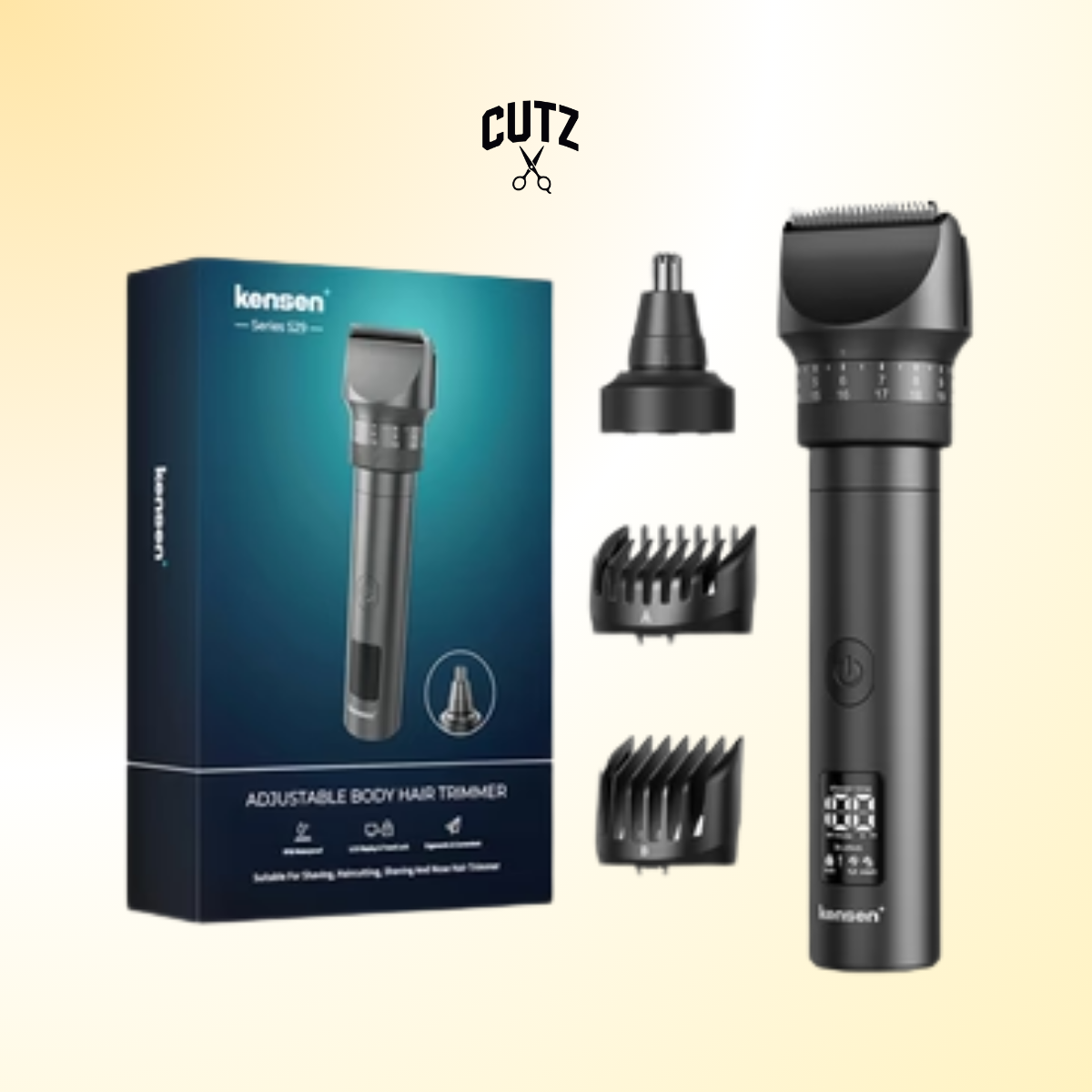 Kensen S29 Hair Tirmmer for Men 2 in 1 Adjustable Hair Clipper Kit Electric Razor Dry/Wet Hair Cutting Machine Nose Hair Trimmer