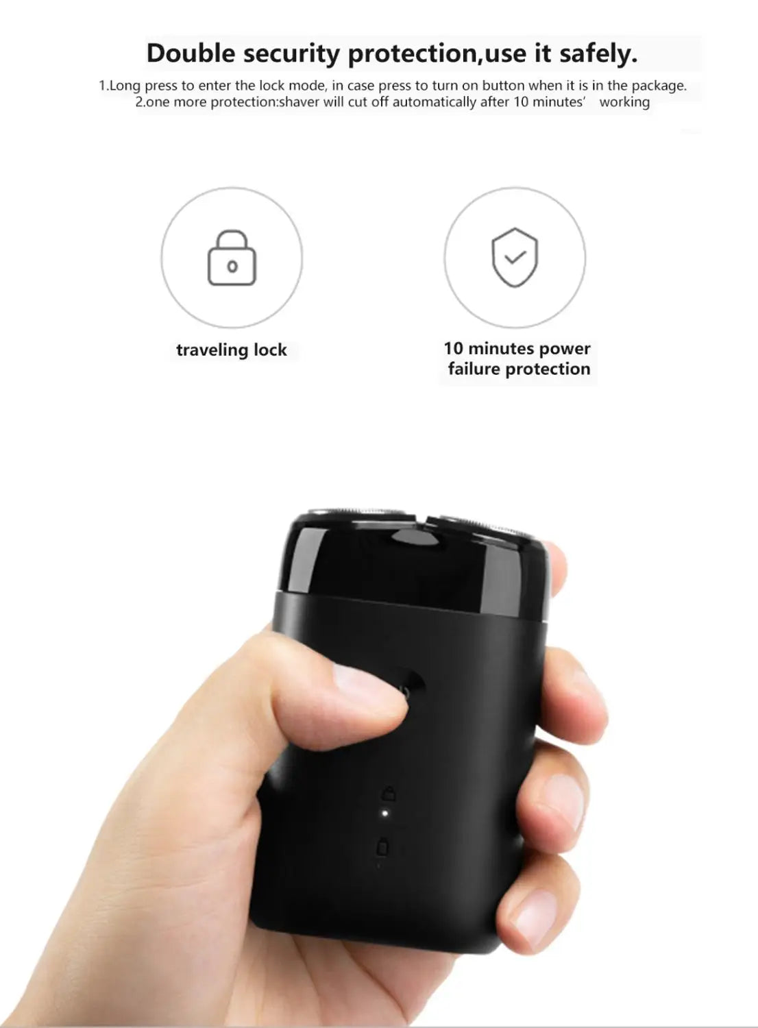 Original Xiaomi Electric razor Shaver rotating double head Full body wash Type-c charge silent motor double safe protection