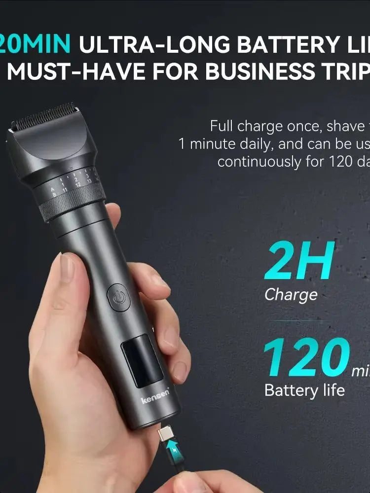 Kensen S29 Hair Tirmmer for Men 2 in 1 Adjustable Hair Clipper Kit Electric Razor Dry/Wet Hair Cutting Machine Nose Hair Trimmer