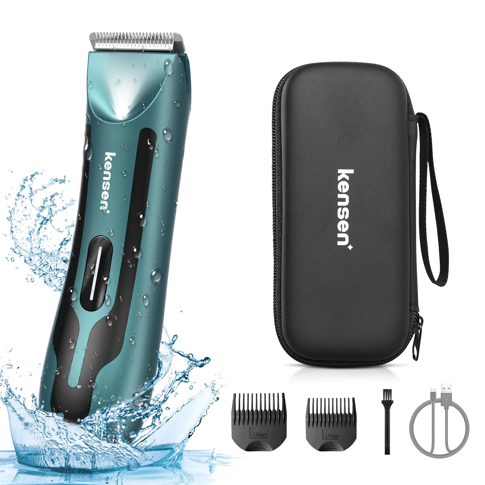 Kensen S10 Electric Groin Hair Trimmer for Men Body Groomer Pubic Waterproof Hair Trimmer Replaceable Ceramic Blade Beard Shaver