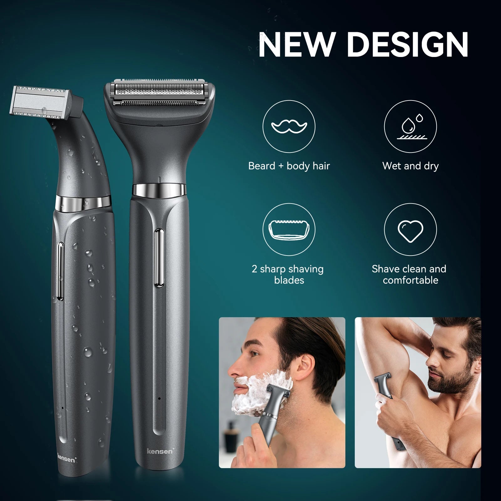 KENSEN S1 Electric Hair Trimmer Body Shaver for Men 2 in 1 Professional Shaver Razor Nose Hair Beard Trimmer Shave Razor MEG-578