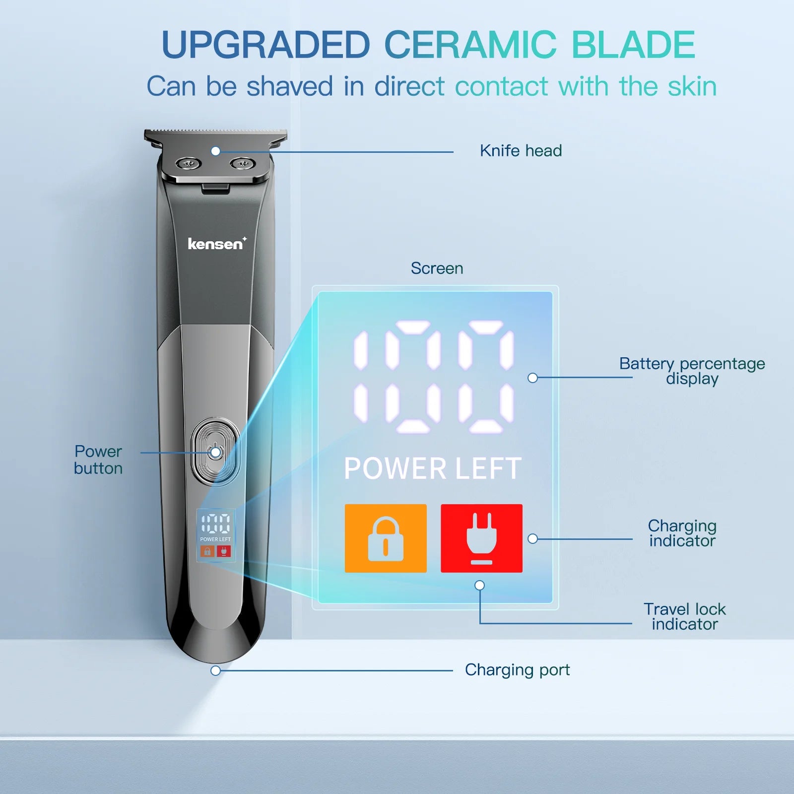 Kensen S25 Electric Body Hair Trimmer Men's Razor with base Adjustable Shaver Hair Cutting Machine Beard Trimmer Haircut Machine