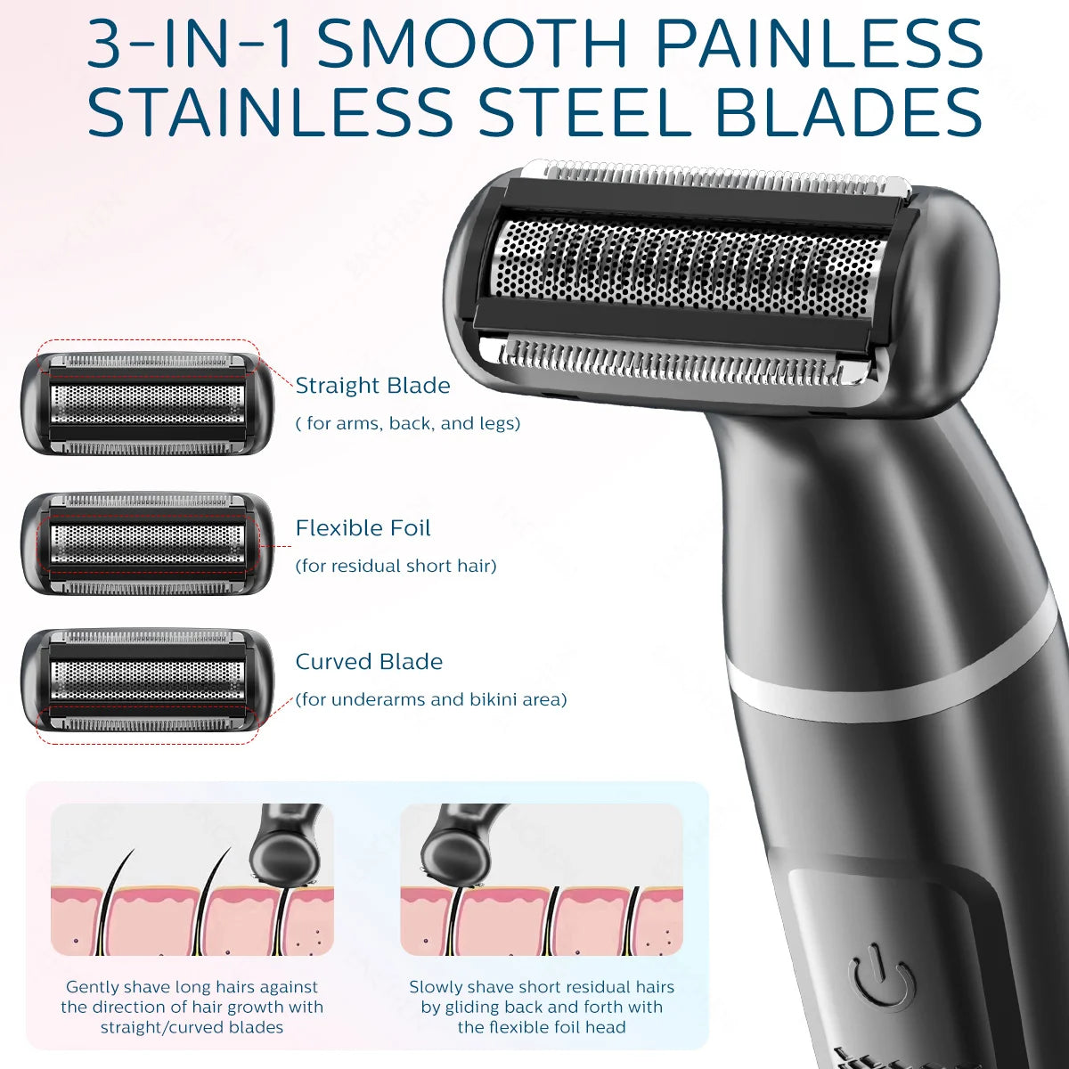 ENCHEN A1 Hair Trimmer Wet&Dry Suitable For The Whole Body Type-C Fast Charge 3-IN-1 Smooth Painless Detachable Blade
