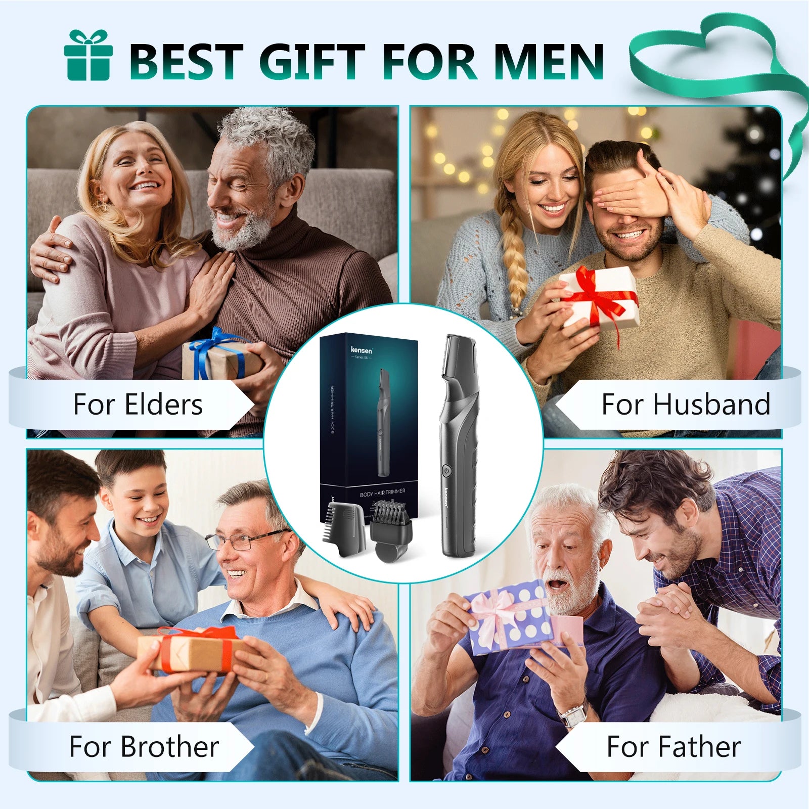 Kensen S6 Electric Hair Trimmer for Men Body Groomer Clipper IPX5 Waterproof Portable Groin Pubic Hair Trimmer Razor For Barber