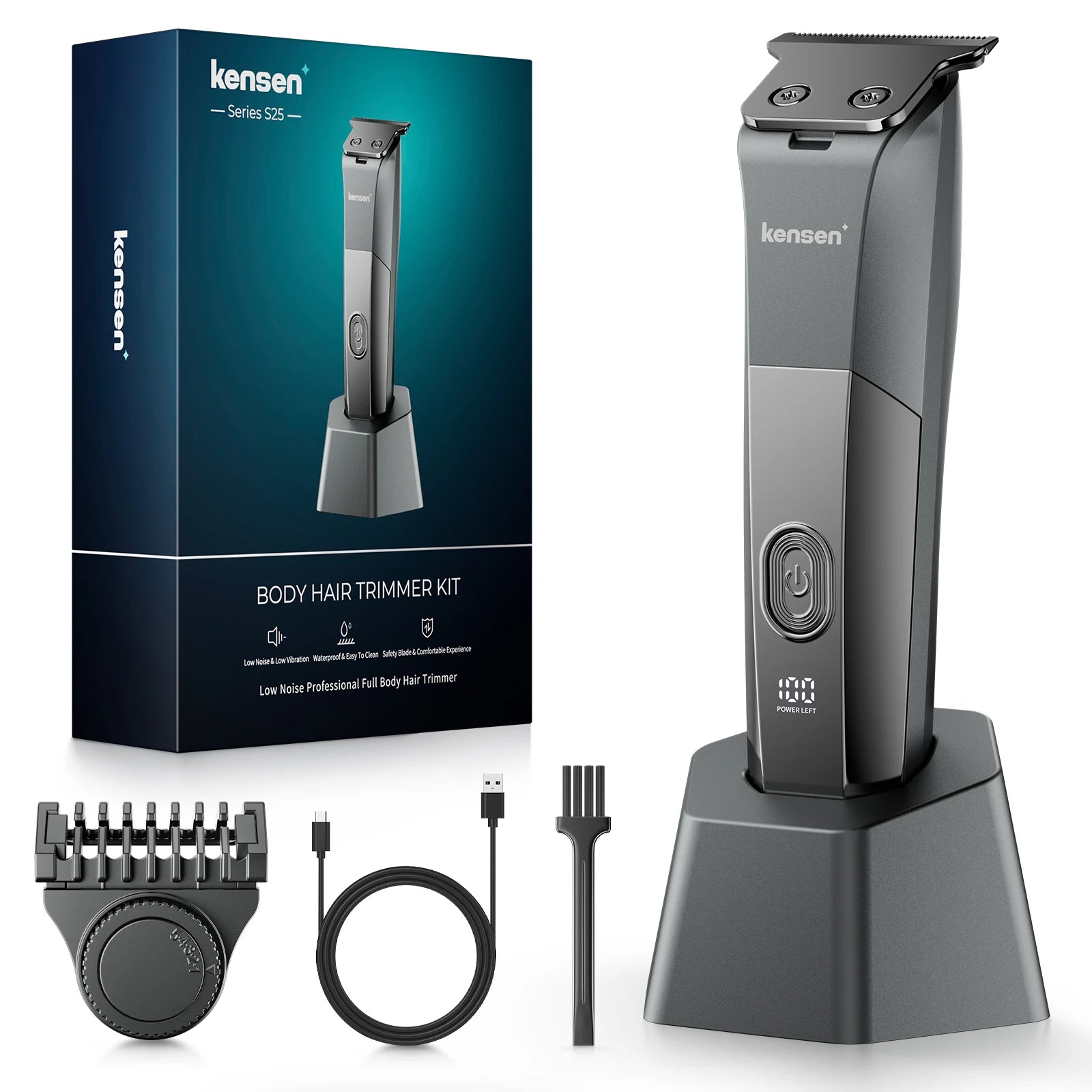 Kensen S25 Electric Body Hair Trimmer Men's Razor with base Adjustable Shaver Hair Cutting Machine Beard Trimmer Haircut Machine