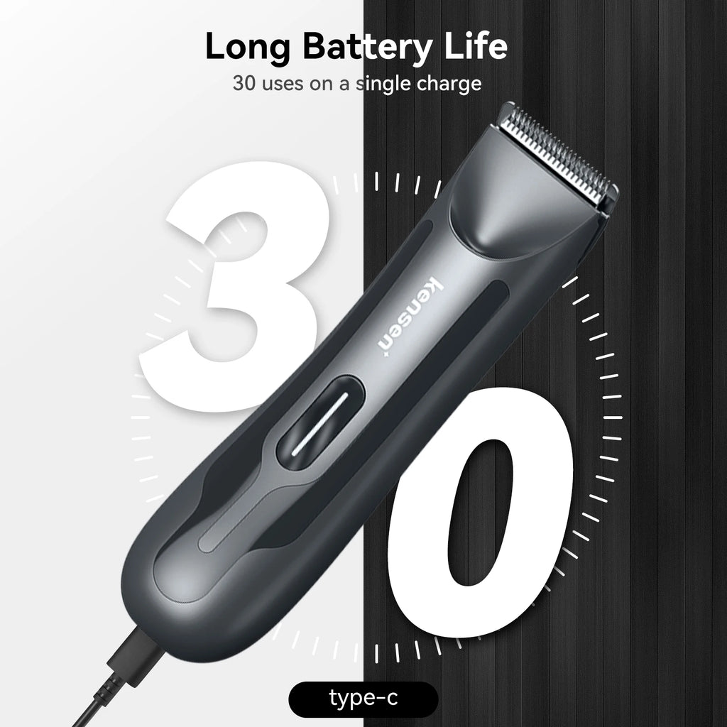 Kensen S10 Electric Groin Hair Trimmer for Men Body Groomer Pubic Waterproof Hair Trimmer Replaceable Ceramic Blade Beard Shaver