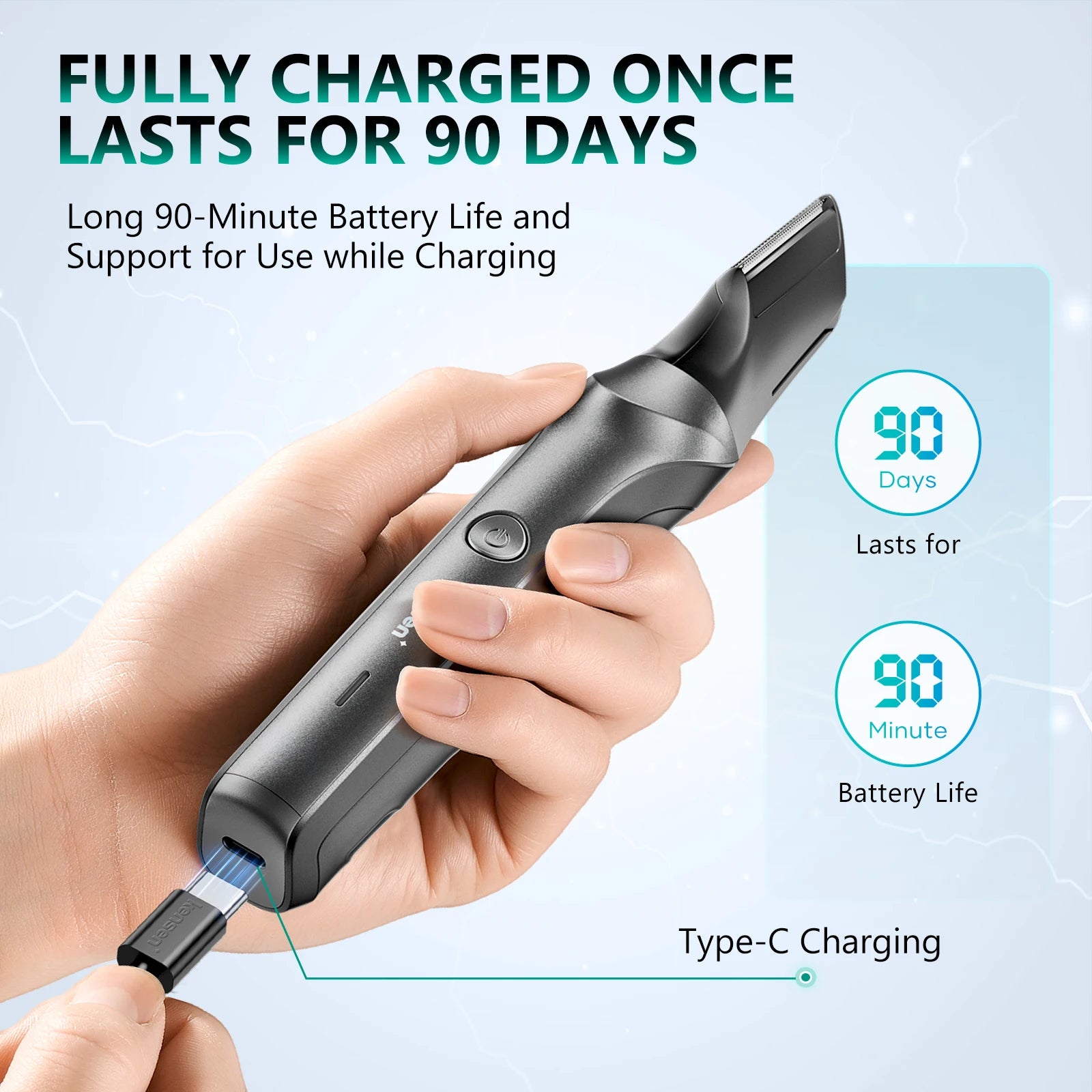 Kensen S6 Electric Hair Trimmer for Men Body Groomer Clipper IPX5 Waterproof Portable Groin Pubic Hair Trimmer Razor For Barber
